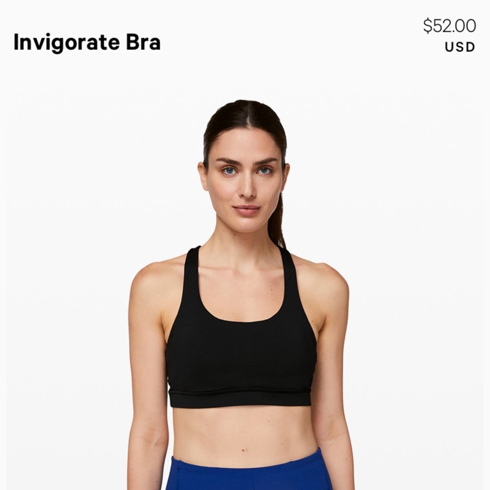 Lululemon Invigorate sports bra - Black, size 6